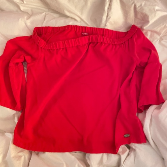 GUESS RED SHOULDER BLOUSE - Picture 1 of 1
